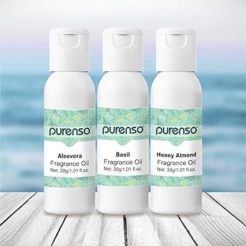 Purenso Fragrance Oil Combo - Aloevera + Basil + Honey Almond (30g x 3 Bottles)