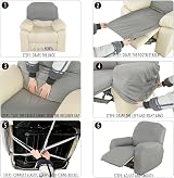 OKYUK Recliner Chair Cover 4-Piece Stretch Slipcover Light Gray 1 Seater view 6