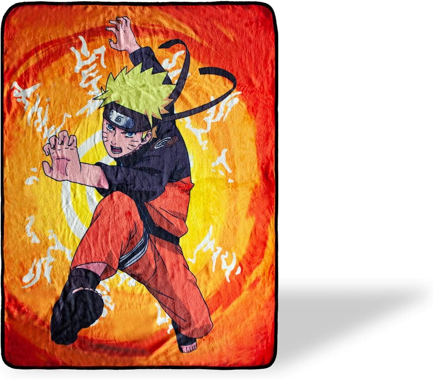 Naruto With Kanji Symbols Large Anime Fleece Throw Blanket