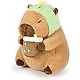 Ditucu Cute Capybara Plush Pillow Dinosaur Drinking Milk Tea Stuffed Animal Capibara Plushies Toys Gifts for Kids Brown 11 inch