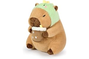 Ditucu Cute Capybara Plush Pillow Dinosaur Drinking Milk Tea Stuffed Animal Capibara Plushies Toys Gifts for Kids Brown 11 inch