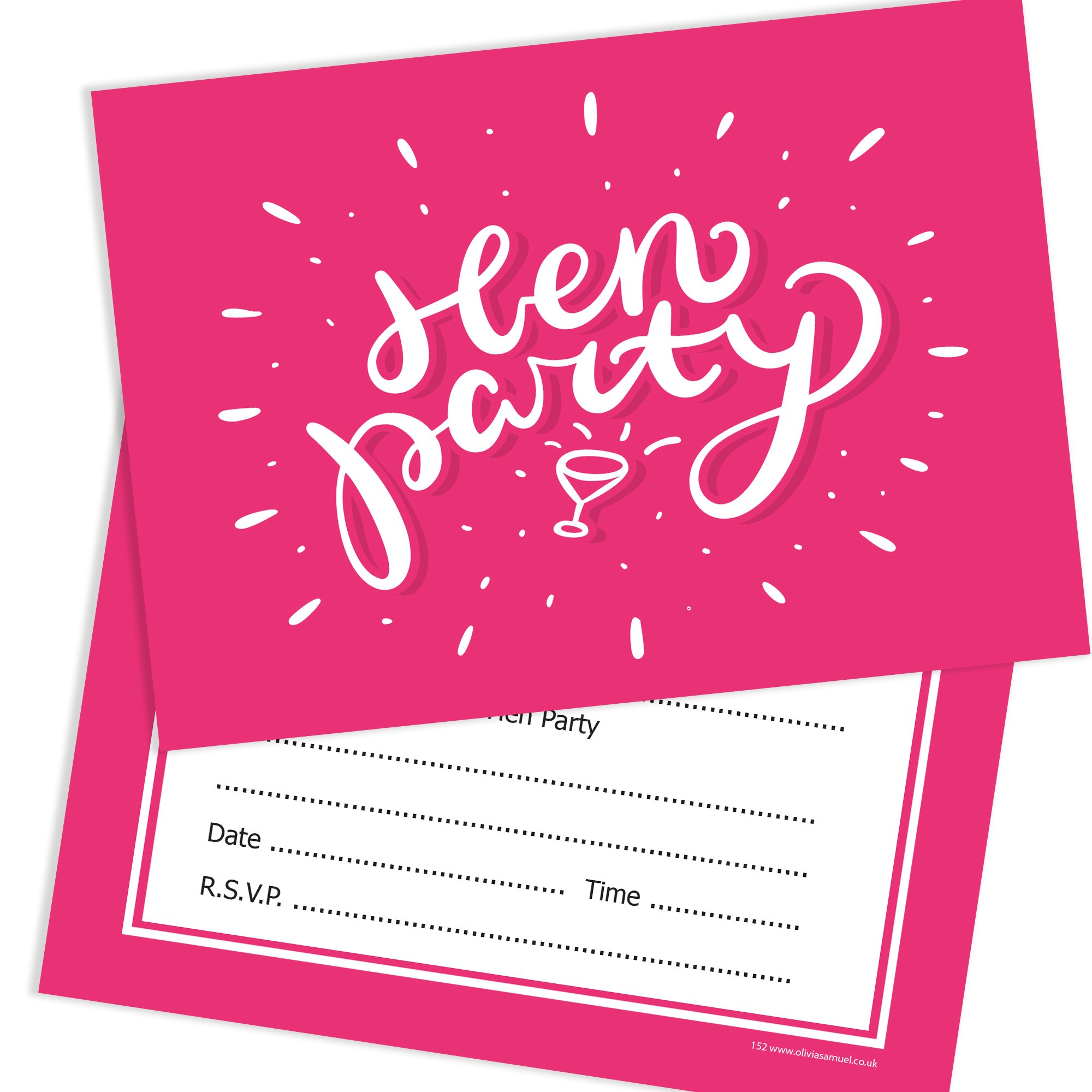 Olivia Samuel 20 x Hen Party Invitations from Pink Ready to Write with Envelopes