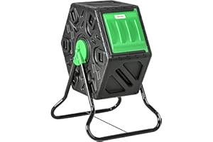 Outsunny 17 Gallon Compost Bin, Rotating Composter, Compost Tumbler with 24 Ventilation Openings and Steel Legs, Green