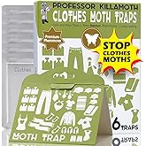 Professor Killamoth Triple Strength Clothes Moth Traps – Safe, Non-Toxic Closet Moth Prevention for Clothes & Wool – Pheromone Traps for House & Wardrobe Protection – 6 Pack