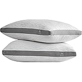 ACCURATEX Pillows Queen Size Set of 2, Rayon Derived from Bamboo Removable Cover, Shredded Memory Foam Pillow with Down Alternative Fill (Adjustable), Supportive Pillows for Side Back Sleepers