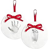 Pearhead Babyprints 2-Pack No-Bake Baby Hand and Footprint Ornament Kit, DIY Christmas Holiday Keepsake Gift Perfect for New 