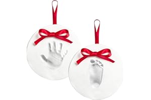 Pearhead Babyprints Baby's First Handprint or Footprint Ornament Kit, Easy No-Bake DIY Clay Impression Kit, Christmas Baby Gift, Baby Keepsake Ornament, Pack of 2
