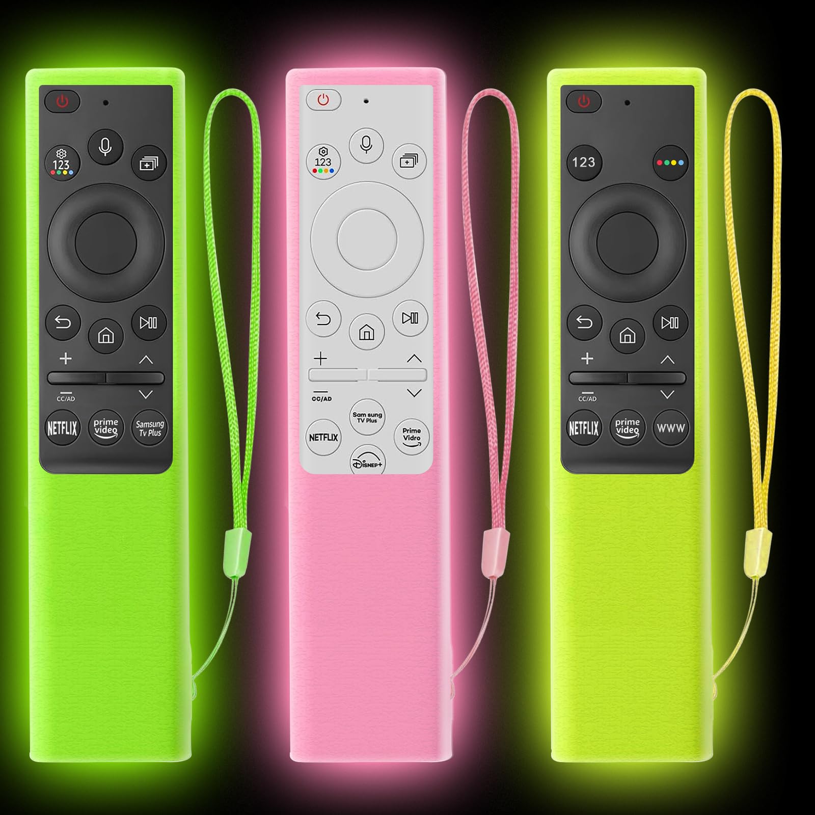 Photo 1 of [3 Pack] Climberer Remote Cover for Samsung Remote, Silicone Protective Case for Samsung Solar Cell 2021-2025 BN59-01357 BN59-01385 BN59-01265A Anti-Slip Remote Glow in Dark (Glow Green/Yellow/Pink)