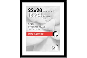Americanflat 22x28 Poster Frame with Polished Plexiglass - Use as 18x24 Frame with Mat or Display 22x28 Photo Without Mat - Epic Collection - Wide Picture Frames for Wall Display - Black