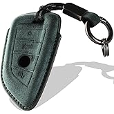 XMZAIMY for BMW Key Fob Cover with Keychain Fit for BMW 3 5 6 7 X1 X2 X3 X5 X6 Series Smart Keys Case Protector Suede (Green, Style A)