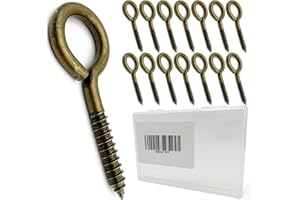 Allkeen 2.56 Inch Stainless Steel Eye Screws for Wood, 15 Pcs Screw Eye Hooks Heavy Duty Eye Bolt Hooks, Bronze Eye Screw Hooks for Indoor Outdoor Use, 80 Lbs Capacity