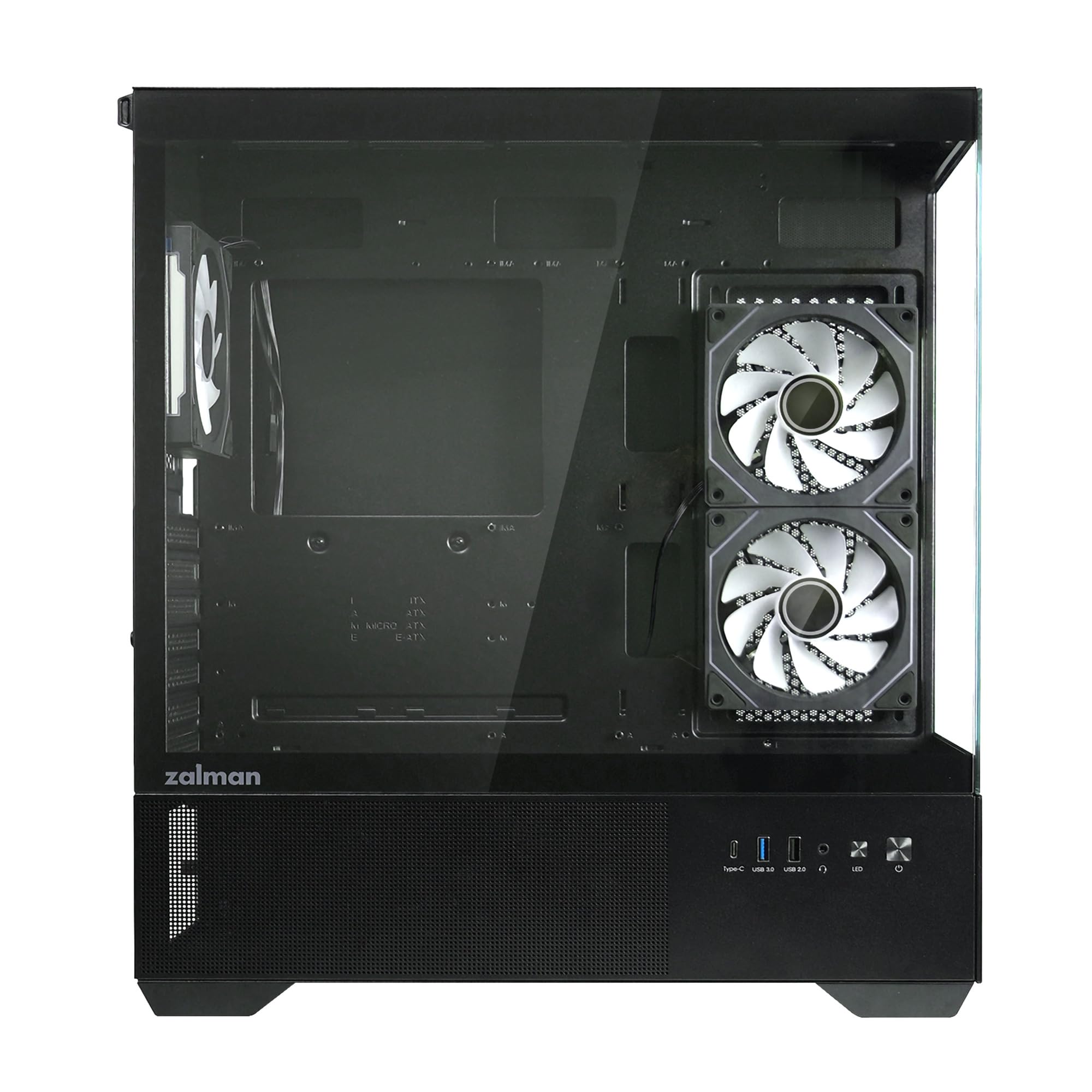 Zalman CHRONIX ATX Mid-Tower PC Case, 3 x Prism ARGB Fans Preinstalled, USB Type-C 3.2, RGB Control Button, 360mm Radiator Support, Panoramic Tempered Glass RGB Gaming PC Case, Black