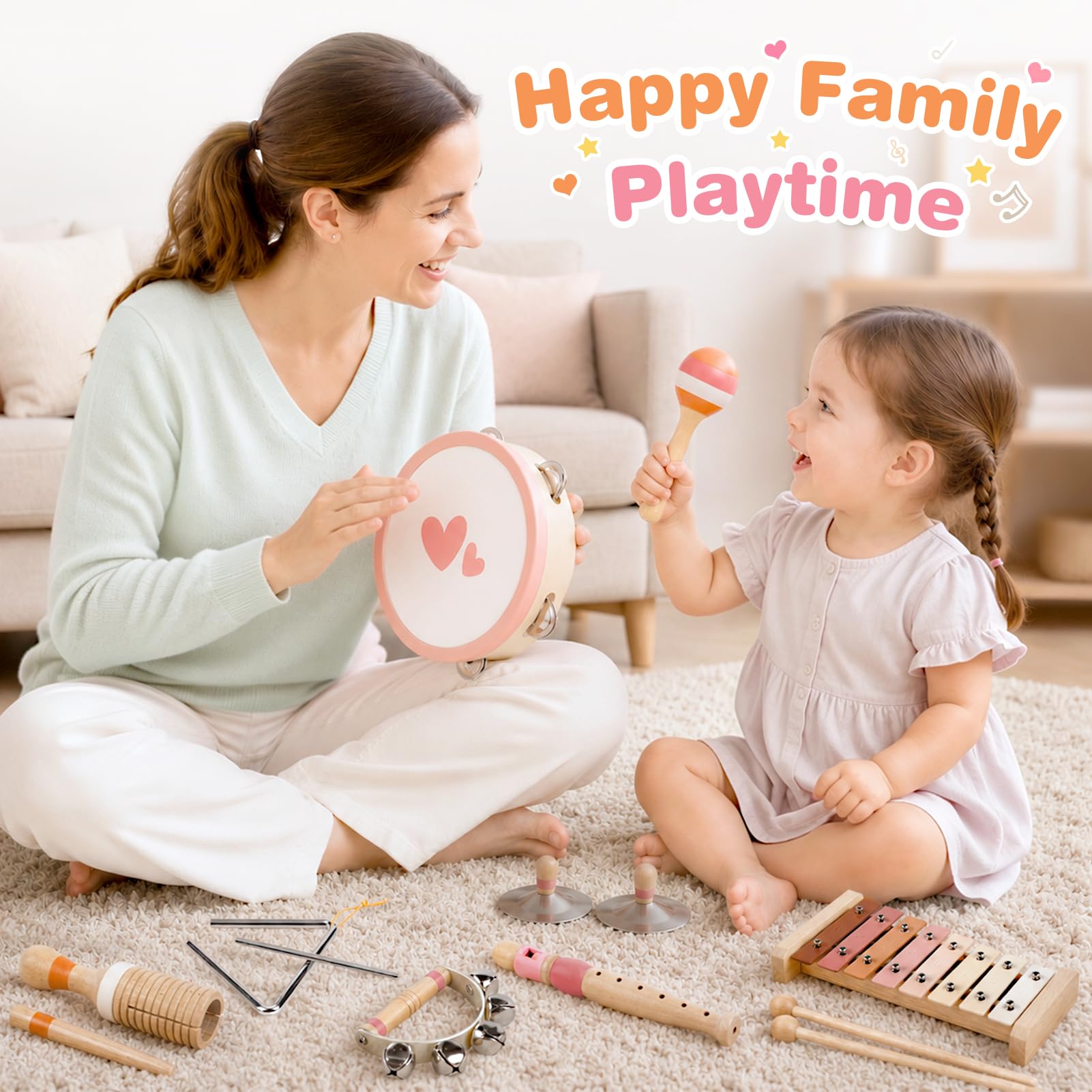 Musikinstrumente Kinder ab 3 Jahre Xylophon Trommel Schlagzeug Kinderspielzeug Musikinstrumente Spielzeug Mädchen 3 Jahre Montessori Holzspielzeug 3