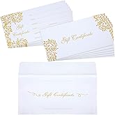 25 Pcs Gift Certificates Cards for Business with 25 Pcs Envelopes Vouchers Blank Certificate Card, Christmas, Birthday, Wedding, Spa, Salon, Restaurants, Baby Shower, 3.5 x 7 Inch