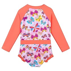 Girls One Piece Long Sleeve Swimsuit Rashguard