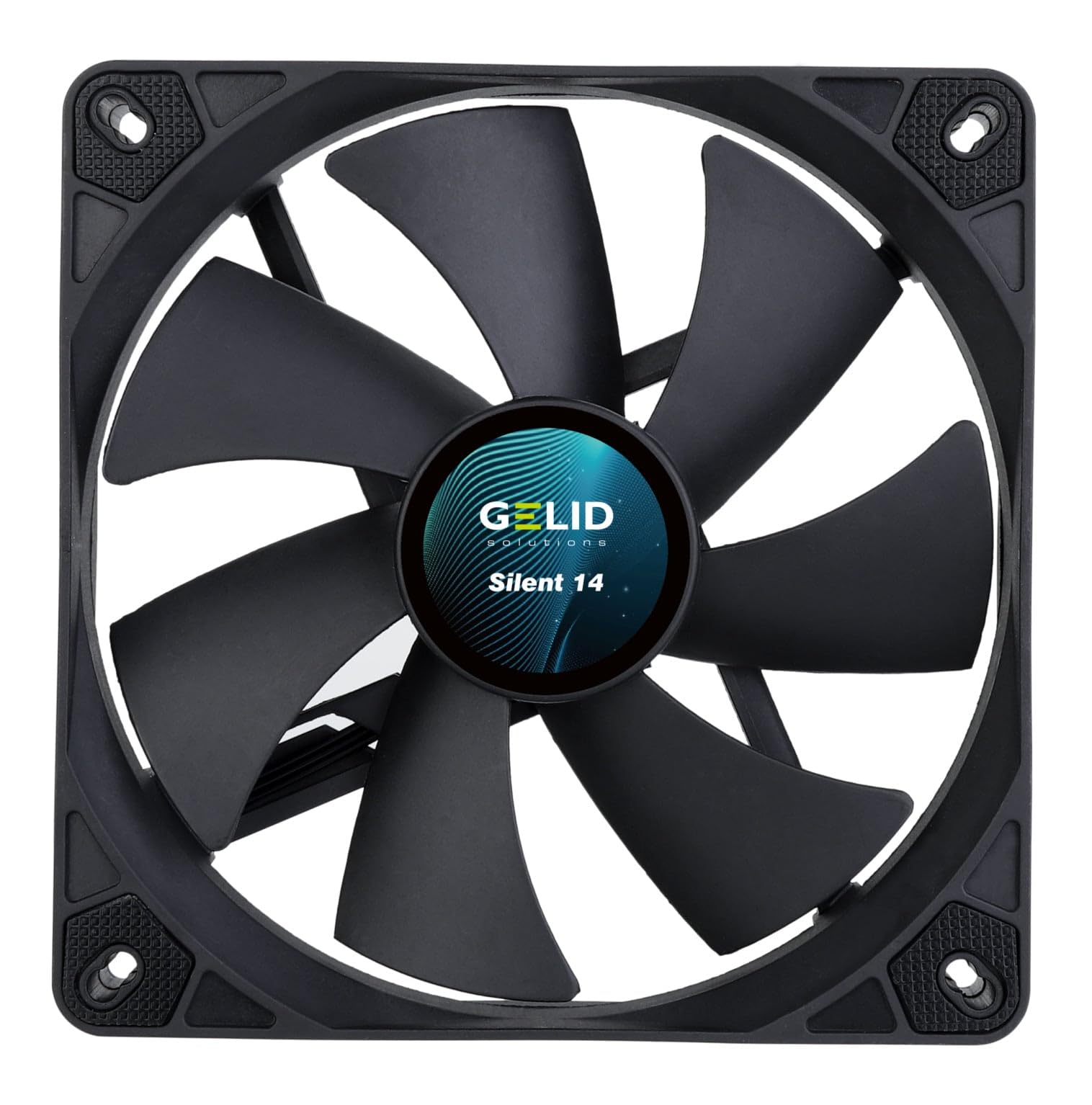 Gelid Solutions Muffler 14 Black | 140mm fan | Quiet operation | Optimized fan blades | High airflow | 3-pin connector | RPM 1000 | 140x140x25mm | Black — image 1