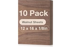 Wowood 10 Pack Walnut Plywood Sheets, 12 x 16 x 1/8 Inch, 3mm Plywood for Laser Cutting, Thin Unfinished Wood Sheets for Architectural Models, DIY Wood Crafts