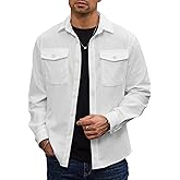 Herberton Men Corduroy Shirt Button Down Casual Ribbed Lightweight Jacket with Flap Pockets (S-XXL)