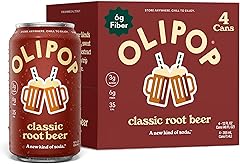 OLIPOP Prebiotic Soda Pop, Classic Root Beer, Prebiotics, Botanicals, Plant Fiber, 12 fl oz (4 Cans)