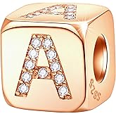 GEMDAZZ Dice Charm 26 Letters Beads with CZ, 925 Sterling Silver Initial A-Z Uppercase Alphabet Cube Charm fits Personalized Women Bracelet, Gifts for Birthday/Christmas/Friends/Family/Lover