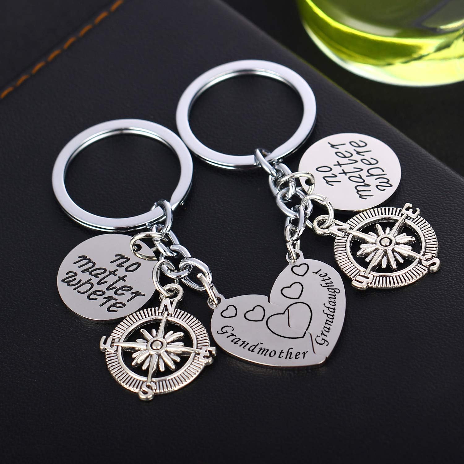 MADHAHEFU Granddaughter Grandmother Keyring No Matter Where Keychain Aunt Gifts Sister Keychain Best Friend Keychain Birthday Gifts (Grandmother Granddaughter) - Image 3