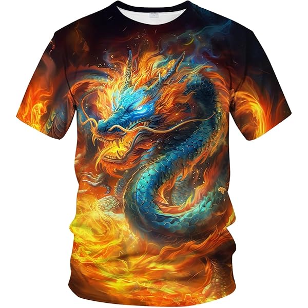 Flame Maglietta da uomo estiva a maniche corte 3D girocollo top fumo elemento camicia moda uomo t-shirt, Txu-1126, XXL