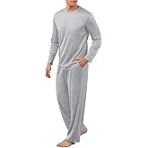 RQP Men's Pajama Set Short&Lonng Sleeve Lightweight Lounge Wear Breathable 2 Piece Set,Stretch Home Outfits for Men