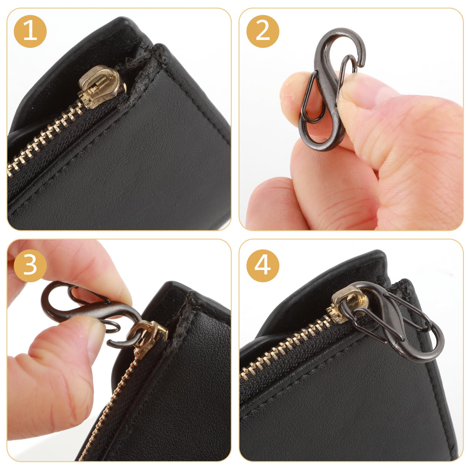 Ouligay 12 Piece Zipper Lock Clips, Backpack Locks Zipper, Replacement Zipper Pulls, Small Dual Opening Spring Clips, Anti-Theft S Small Carabiner Clips for Camping Fishing Traveling Outdoor Sports