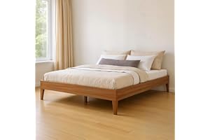 Grain & Grove Bear Platform Bed (Queen), Oak Embossed Pecan