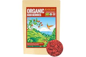 GLDNT Organic Goji Berries, Premium Dried Gogi Berry, Large Size, Slight Sweet & Fruit Flavor, Gluten Free, Caffeine Free, Natural Superfood, 8.8oz