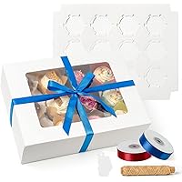 katbite Cupcake Boxes, 15-Set Pre-Assembled Cupcake Containers, Holds 12 Cupcakes, for Easy Treat Storage and Gifting.Plus Ri
