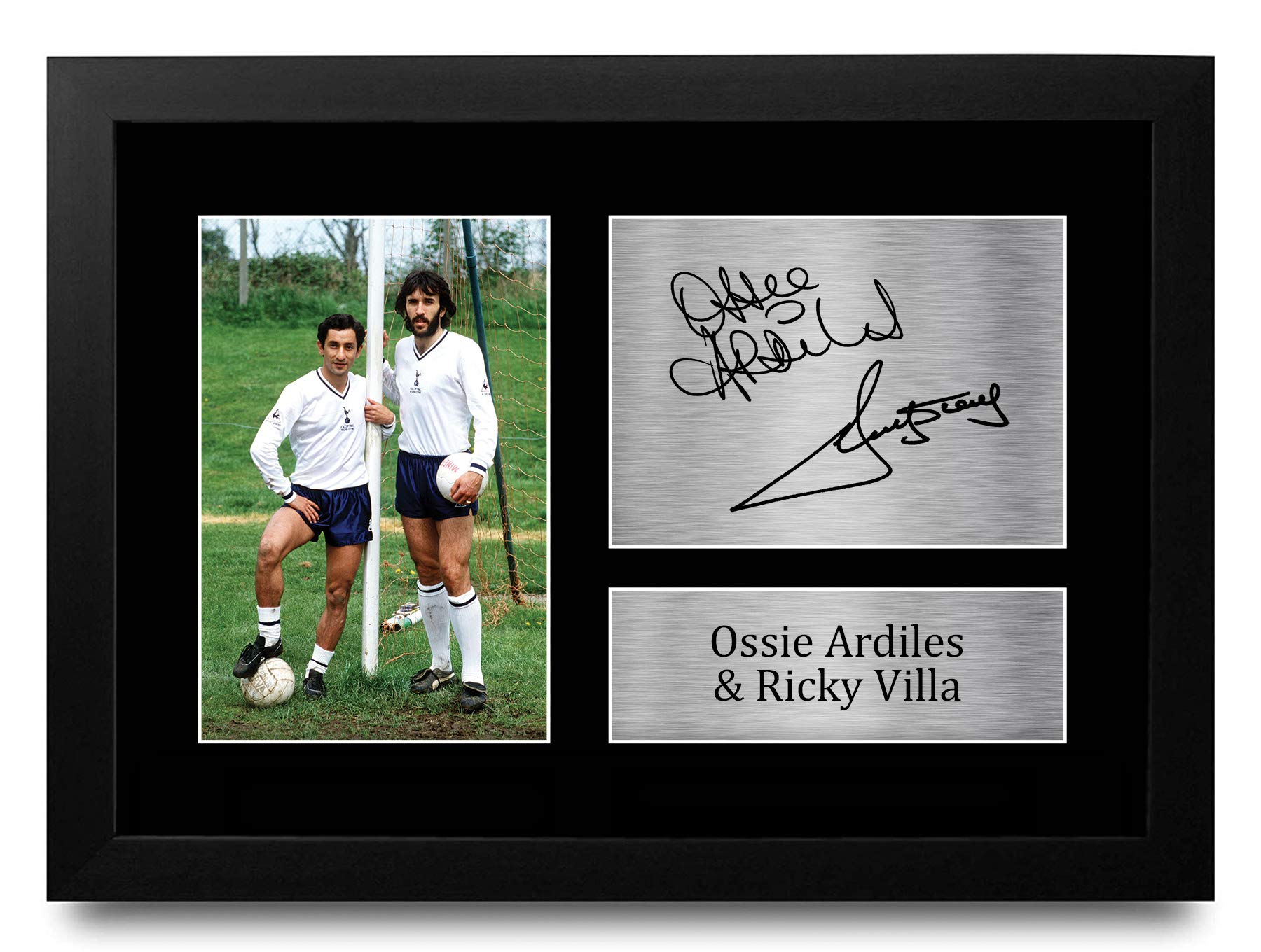 HWC Trading FR A4 Ossie Ardiles & Ricky Villa Tottenham Hotspurs Spurs Gifts Printed Signed Autograph Picture for Fans and Supporters - A4 Framed