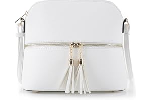 SG SUGU Lunar Lightweight Medium Dome Crossbody Bag Shoulder Bag with Tassel | Zipper Pocket | Adjustable Strap