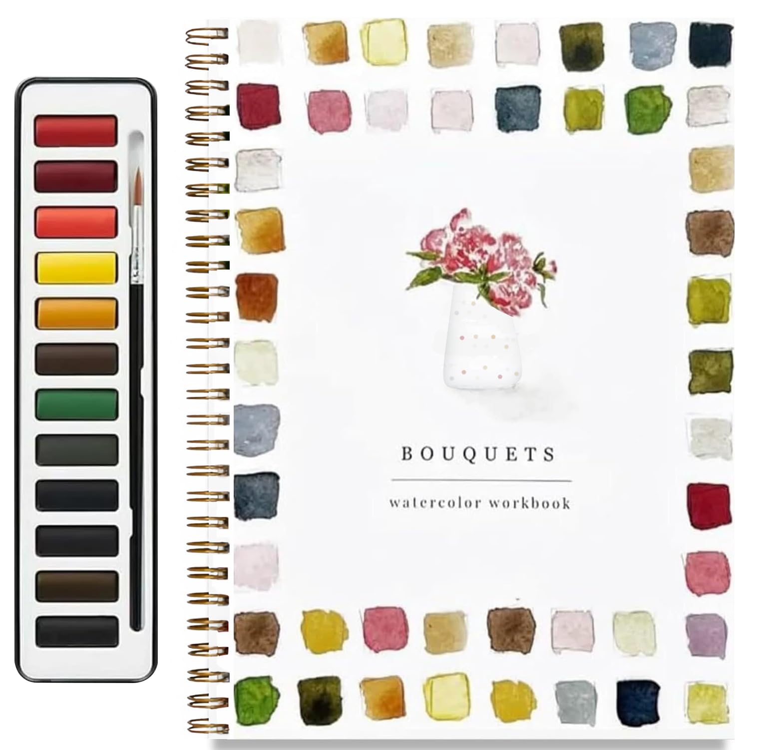 Photo 1 of Watercolor Workbook for Beginners,Travel Sketchbook with Guided Prompts – Portable Art Journal & Painting Set-(Color3)