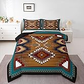 Erosebridal Bohemian Decor Bedding Set, Southwestern Native American Comforter Set Boho Aztec Exotic Quilted Duvet Vintage Rustic Farmhouse Duvet Insert Country Western Room Decor, Queen Size