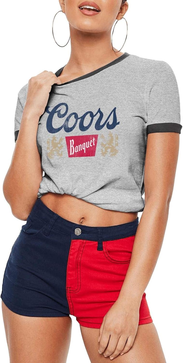 Women Tunic Tops Tee CoorsLightBanquetBeer Contrast T Shirt