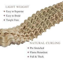 Boho Curly Hair for Braiding 4 Packs 26 Inch Blonde