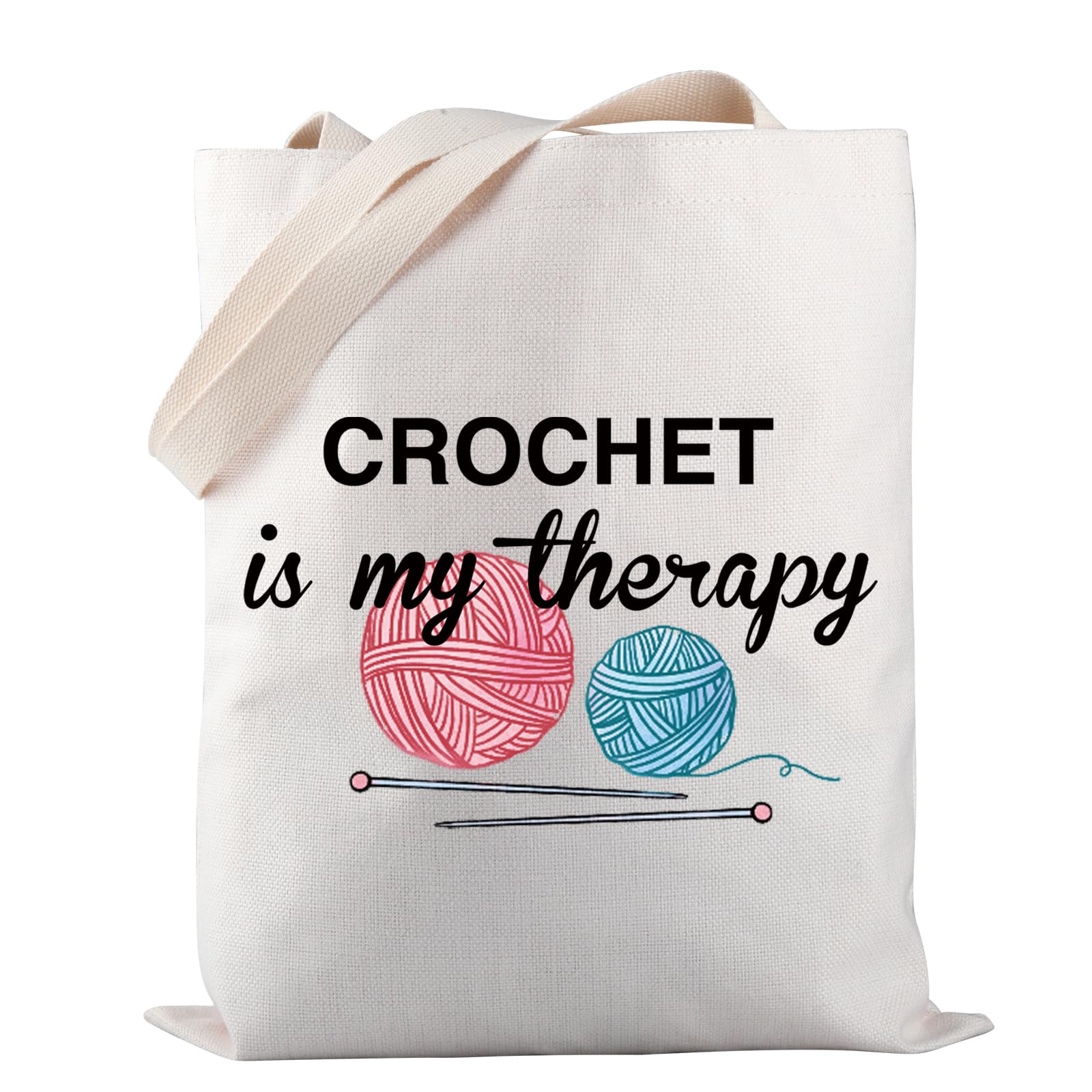 Knitting Project Bag Crochet Is My Therapy Knitting Humor Gift Yarn Bag Knitting Tote Bag Mothers Day Gift (Crochet Is My Therapy)