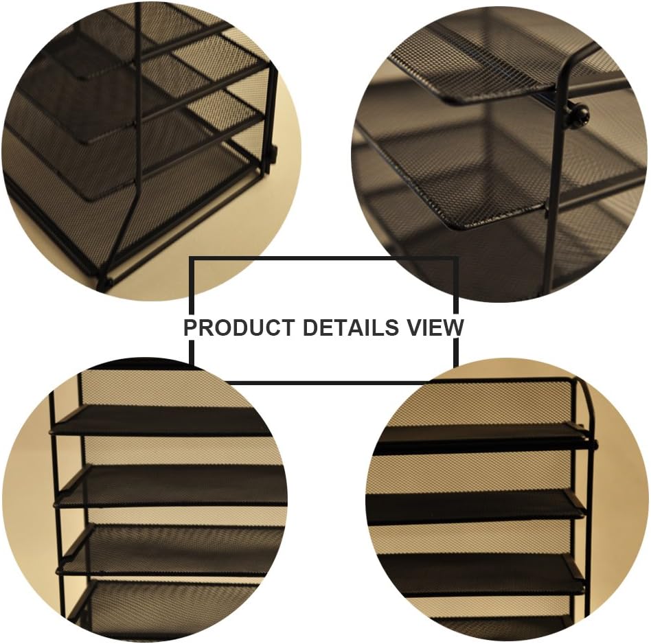 Easepres 6-Tier Mesh Desktop File Organizer Document Letter Tray Holder for Office or Home, Black : Office Products