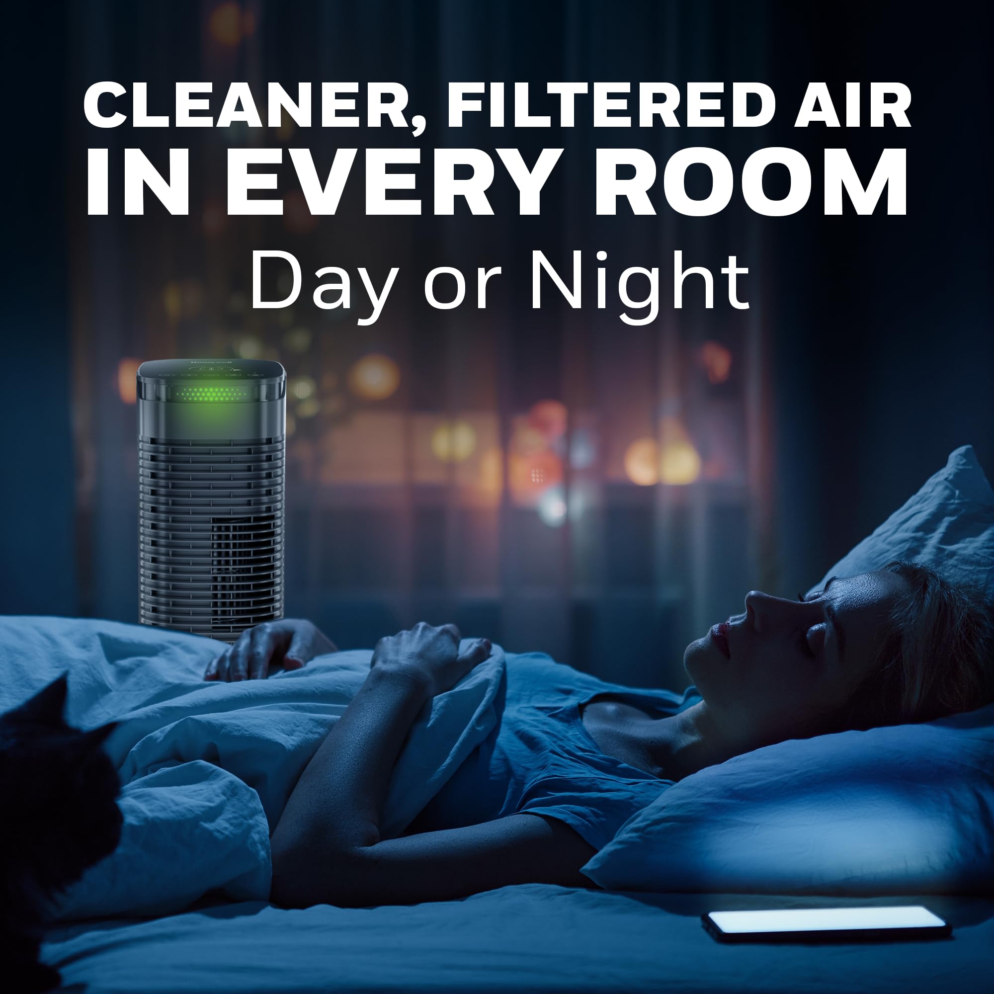 Honeywell HEPA Air Purifier for Home, 990 Ft² Rooms in 1 hour, Auto Mode, Air Quality Indicator, Reduces Dust, Pollen, Pet Dander, All Smoke Types, Odors, Black, HPA180B