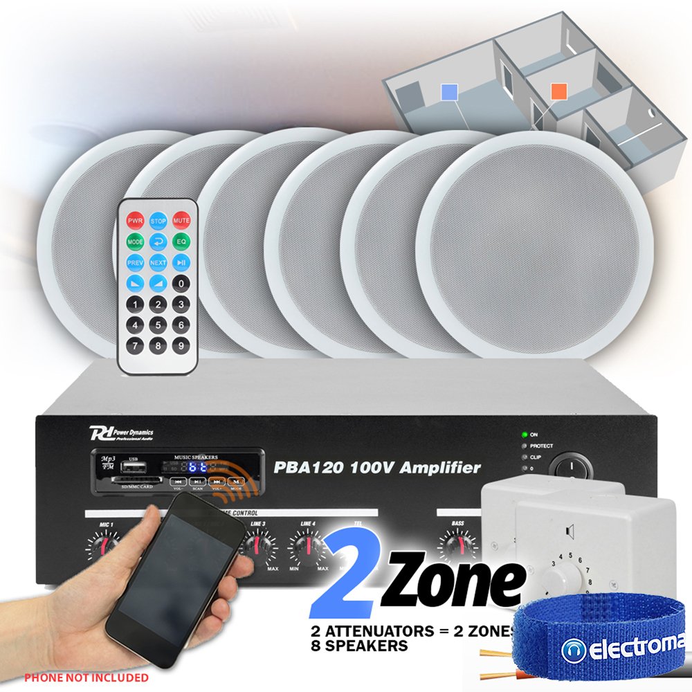 Power Dynamics 8x Ceiling Speakers Bluetooth Amp 100v Amazon Co