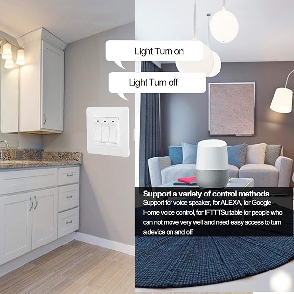 Smart Switch 100 240V WiFi Phone Control remoto Interruptor de pared de alta resistencia para AlexaGoogle HomeIFTTT EU Plug3 keys