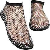 Yoeuxet Ultra Comfortable Mesh Flats for Women Fishnet Sandals Low Heel Slip on Rhinestone Shoes