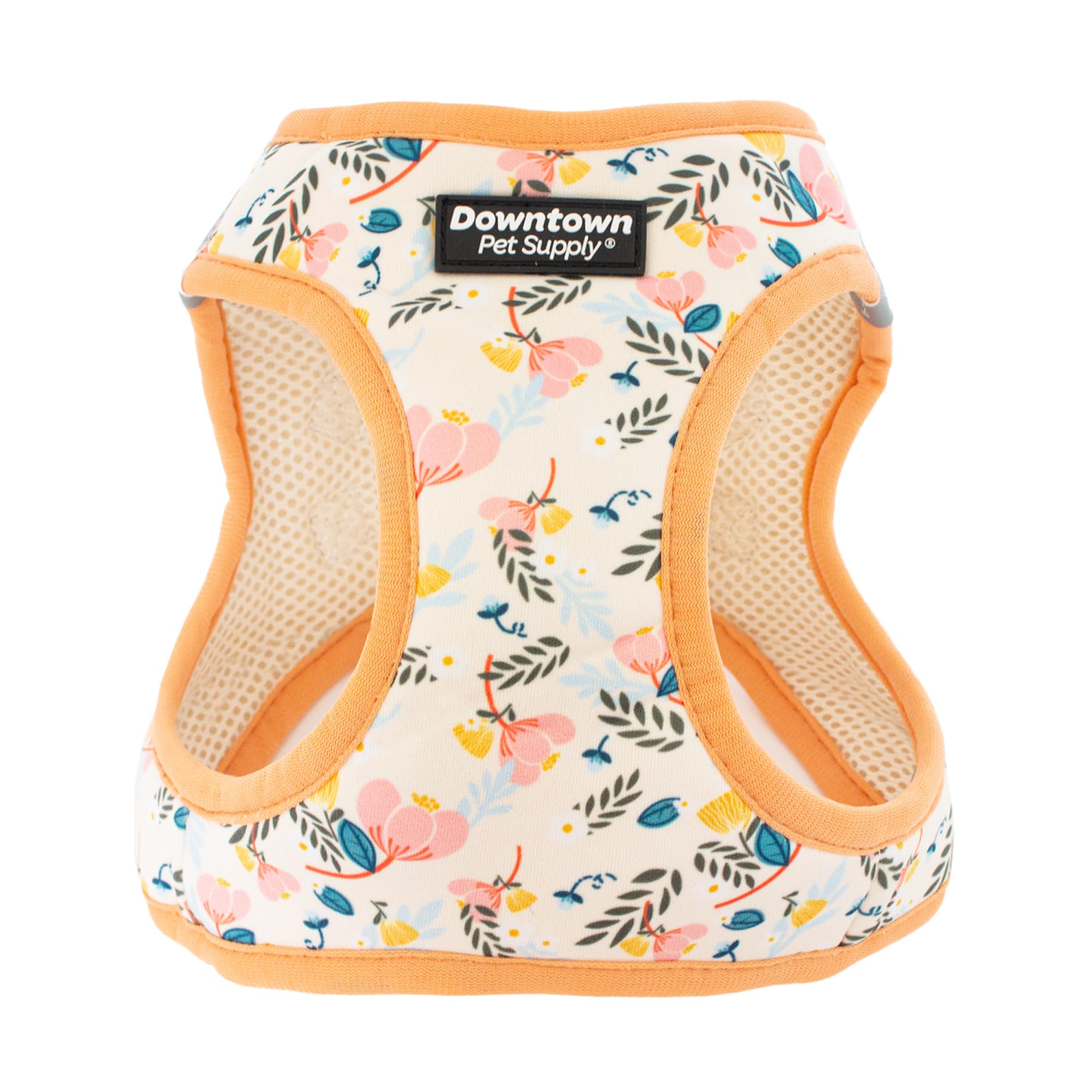 Downtown Pet Supply Step in Dog Harness for Small Dogs, No Pull, L, Floral Pattern, Adjustable Harness with Padded Mesh and Reflective Trim, Buckle Strap for Dogs