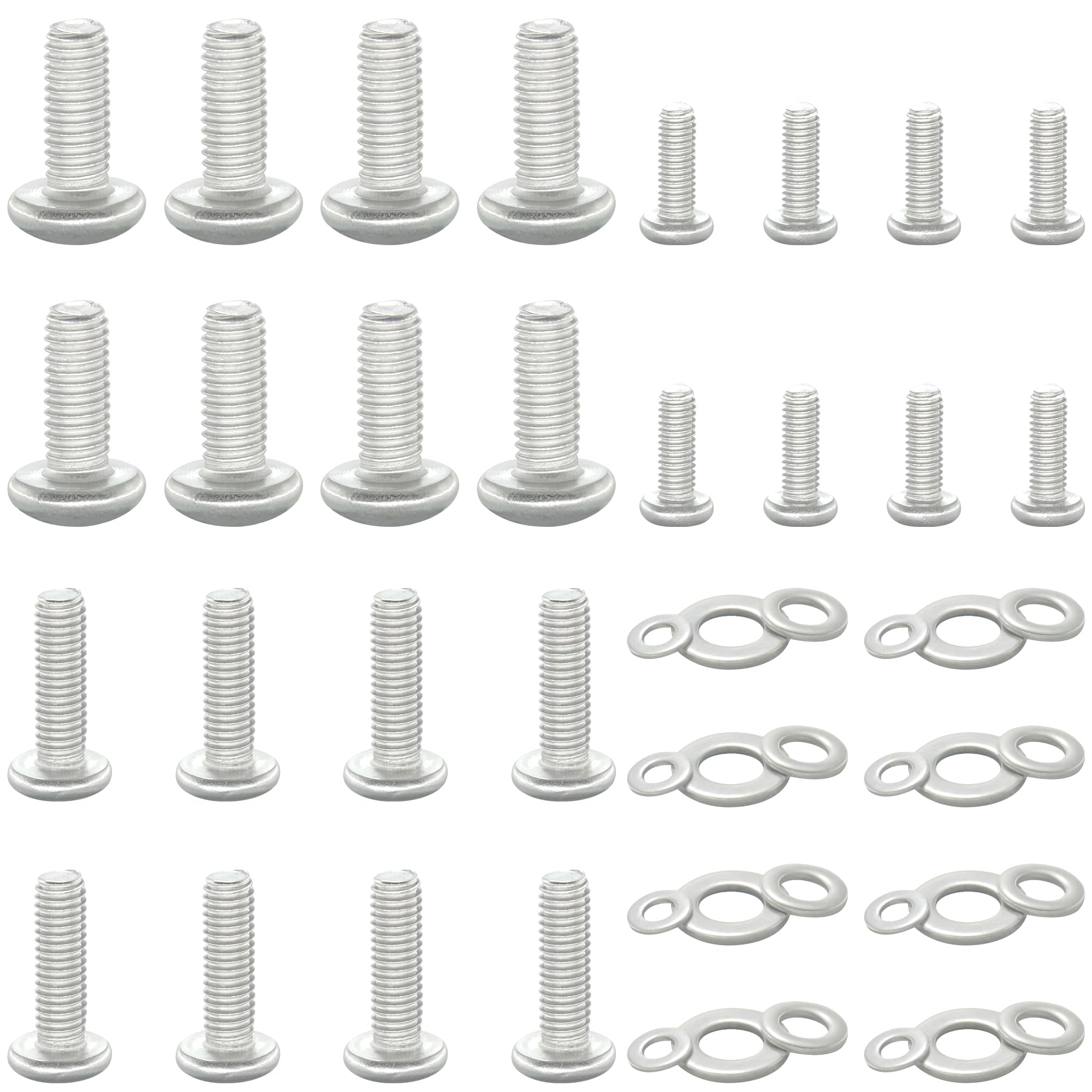 24 Sets M4 M6 M8 304 Stainless Steel Phillips Pan Head Screws Bolts and Washers for TV Wall Mounting