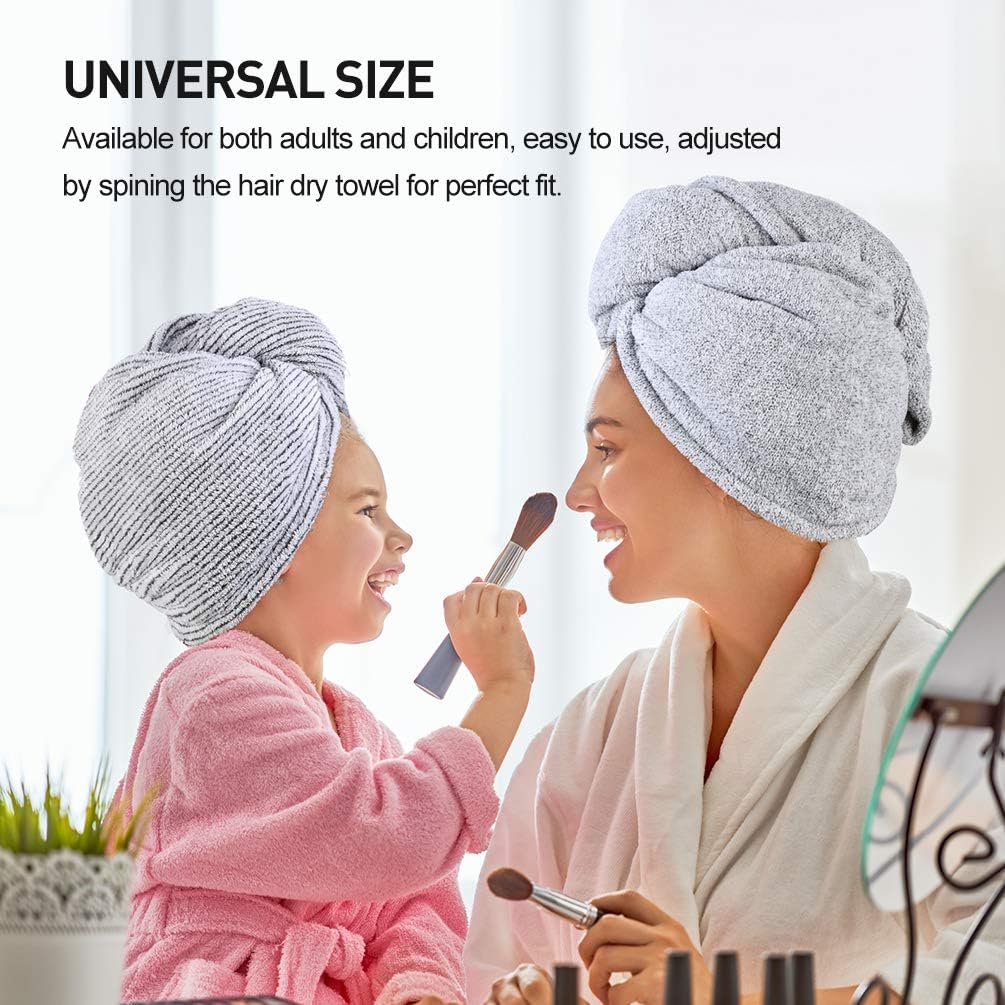 Microfiber Hair Towel Wrap,2 Pack Bamboo Charcoal Fiber Hair Drying Towel Super Absorbent Quick Dry Hair Turban for Curly,Longer,Thicker Hair for Women: Kitchen & Dining