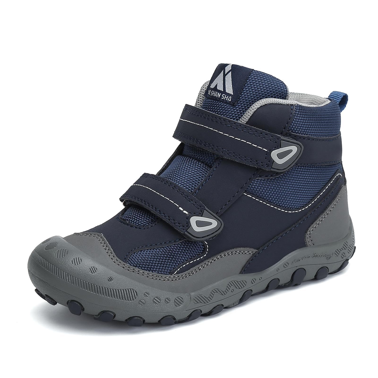 Photo 1 of Mishansha Outdoor Ankle Hiking Boots for Toddlers Boys Girls Toddlers Anti-Skid Trekking Walking Shoes with Hook and Loop Strap Blue/Dark Blue/Gray 11 little_kid