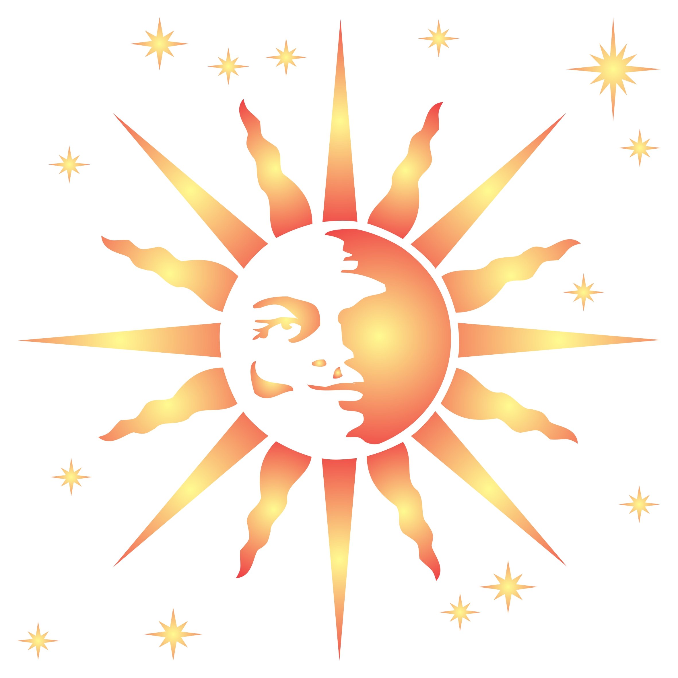 Retro Sun Stencil - 8.25 x 8.25cm (S) - Reusable Large Celestial Sun Ray Wall Stencil Template