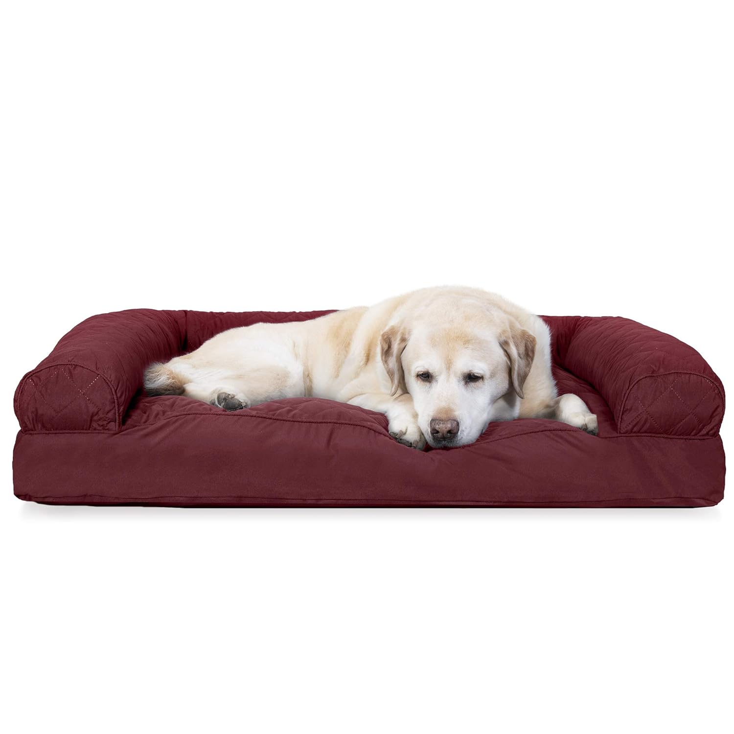 Furhaven Pet Dog Bed Faux Fur & Velvet Pillow Cushion Traditional SofaStyle Living Room Couch