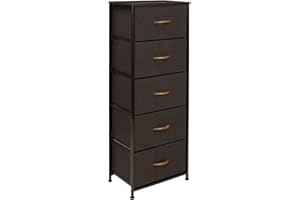 Sorbus Nightstand with 5 Drawers - Bedside Furniture & Night Stand End Table Dresser with Steel Frame, Wood Top, Easy Pull Fabric Bins for Home, Bedroom Accessories, Office & Dorm